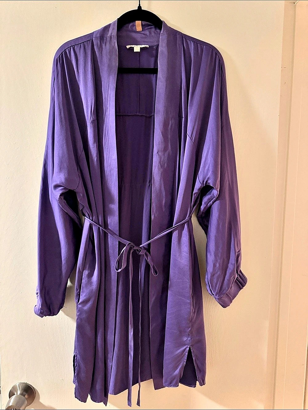 Lunya Washable Silk Robe Silk Purple Size Medium